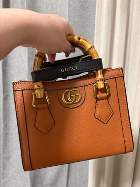 Designer Inspired Small Bamboo Top Handle Leather Satchel